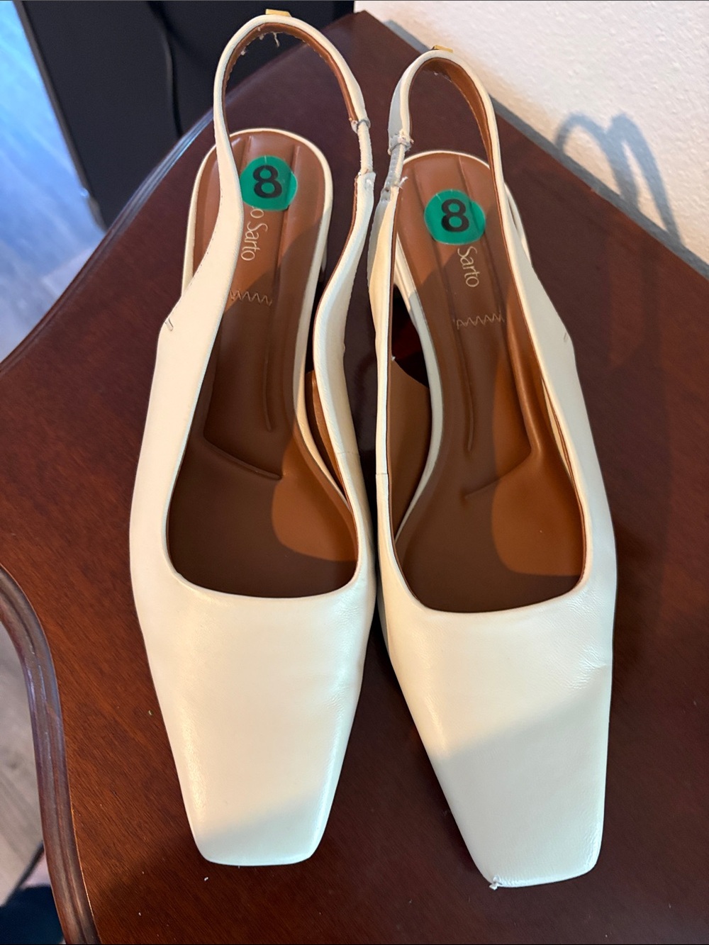 Franco Sarto Ivory Slingback Square-Toe Flats